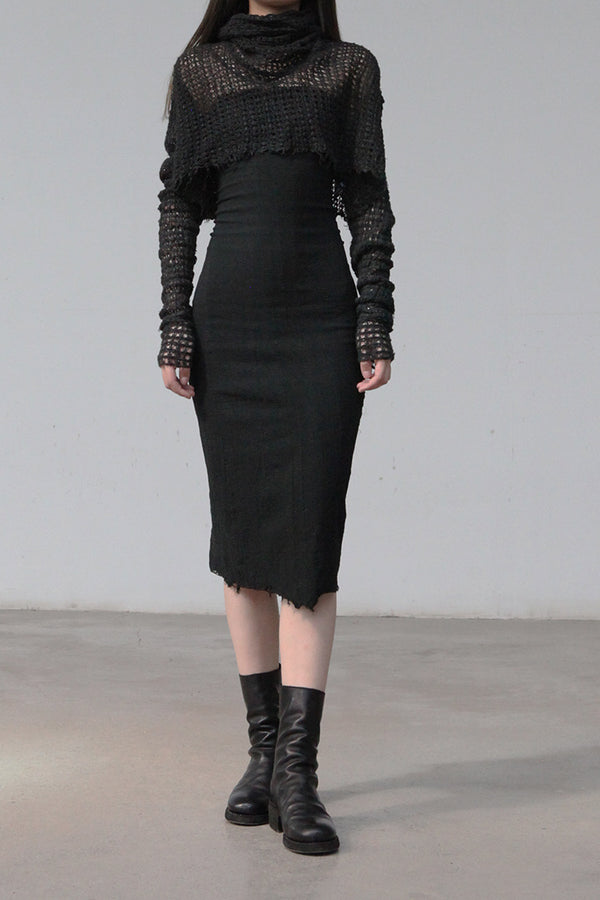 marc le bihan linen crop top 2860-E21 BLACK black